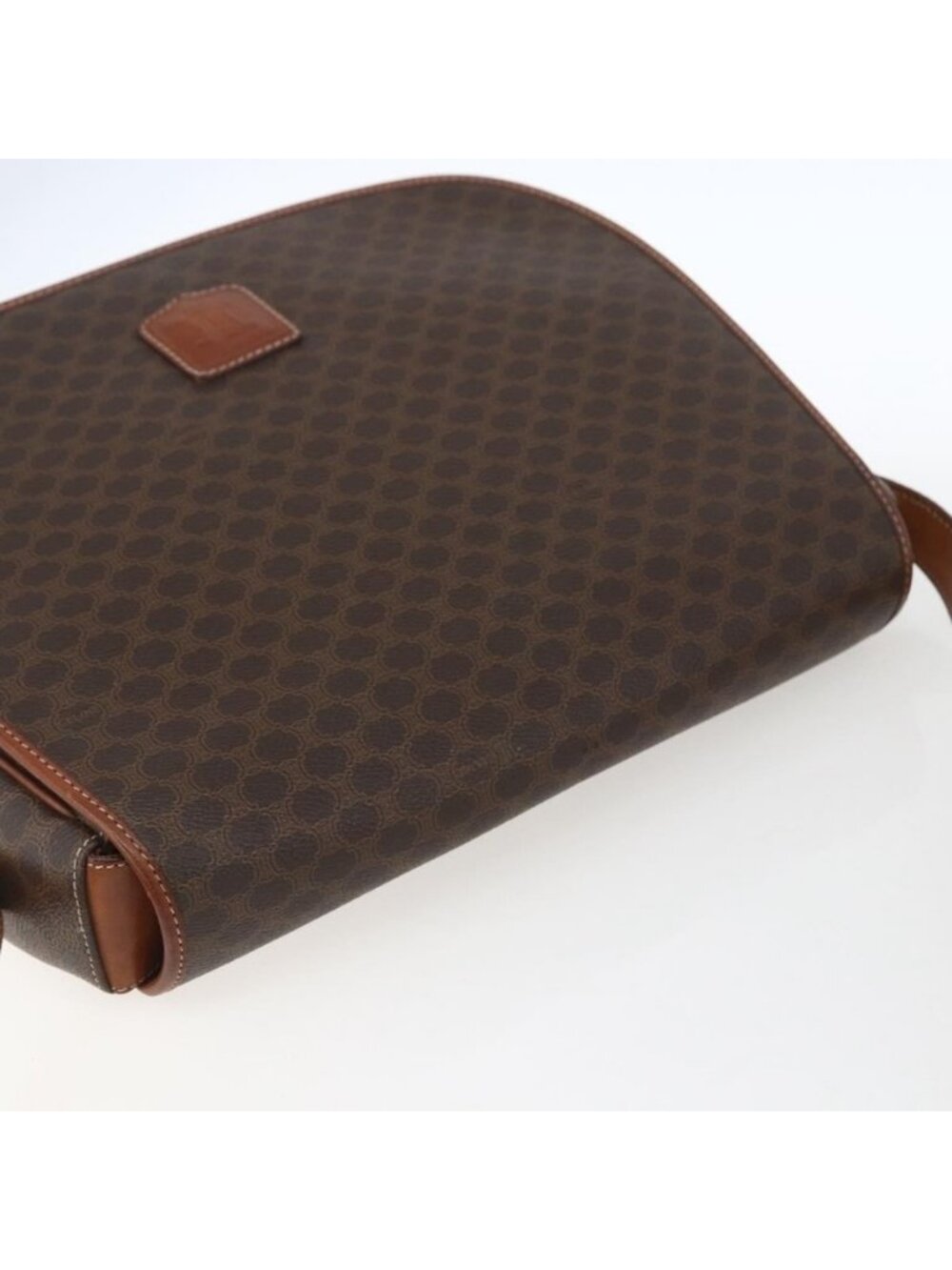 Authentic CELINE Macadam Canvas Shoulder Bag PVC Leather Brown Gold - Picture 13 of 16